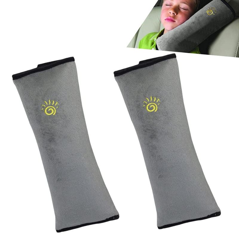 Photo 1 of  Seat Belt Pillow for Kids 2PC, Seatbelt Pillow for Child Travel, Seat Belt Pillow for Toddler Head Protector, Shoulder Pad for Car Safety Seatbelt, Car Sleeping Seat Belt Pillow Support. 1 GREY & 1 PINK