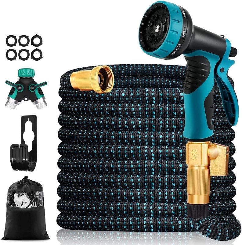 Photo 1 of COOLWUFAN, EXPANDABLE GARDEN HOSE, 50 FT (W/ WATER FLOW), TEAL COLOR 