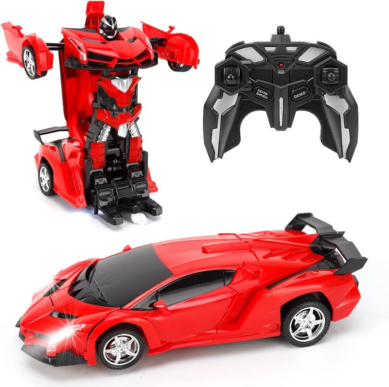 Photo 1 of FIGROL Transform RC Car Robot, Remote Control Car Independent 2.4G Robot Deformation RC Car Toy with One Button Transformation & 360 Speed Drifting 1:18 Scale