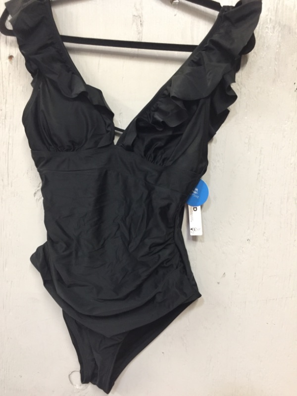 Photo 1 of CUPSHE , RUFFLED 1 PIECE BLACK BATHING SUIT , SIZE S