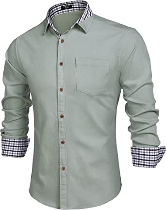Photo 1 of COOFANDY Men's Casual Dress Shirt Button Down Shirts Long-Sleeve Denim Work Shirt. XXL
