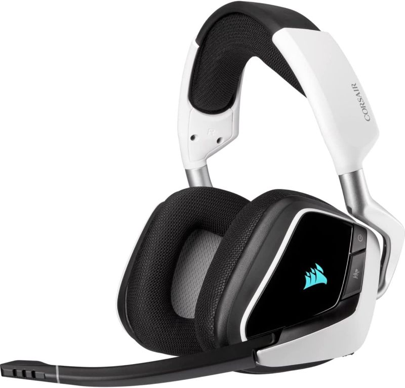 Photo 1 of Corsair VOID RGB Elite Wireless Premium Gaming Headset with 7.1 Surround Sound - Discord Certified - Works with PC, PS5 and PS4 - White (CA-9011202-NA)
