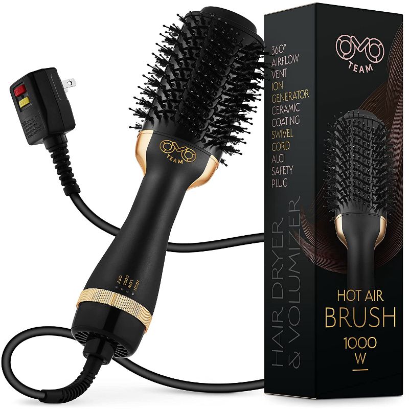 Photo 1 of 
Professional Blowout Hair Dryer Brush, Black Gold Dryer and Volumizer, Hot Air Brush for Women, 75MM Oval Shape