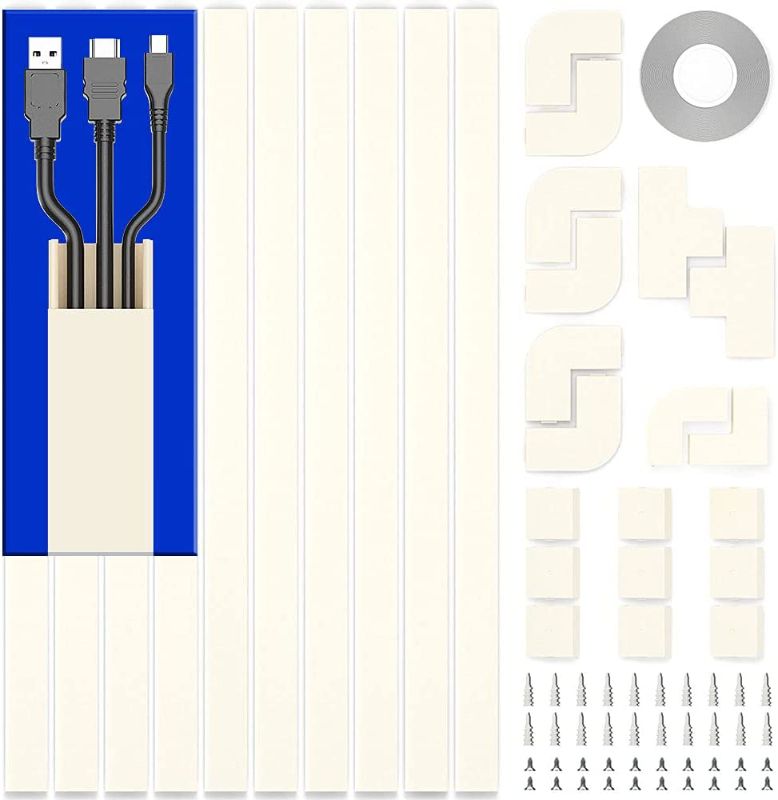 Photo 1 of Cord Cover Raceway Kit, 157in Cable Cover Channel, Paintable Cord Concealer System Cable Hider, Cord Wires, Hiding Wall Mount TV Powers Cords in Home Office, 10X L15.7in X W0.95in X H0.55in, beige