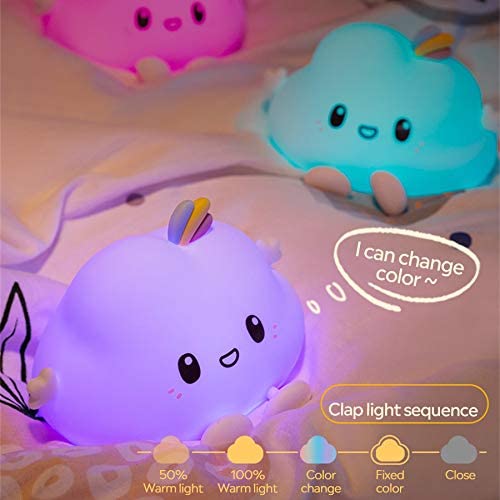 Photo 3 of Cloud LED Night Light for Kids Soft Silicone Light for Nursery Bedroom Colorful Sleep Light with Touch Sensor and Remote Control Lamp for Children Bedroom Perfect Gifts Choice