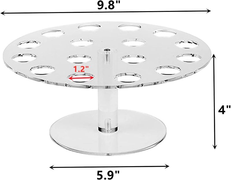 Photo 2 of  Peohud 2 Pack Ice Cream Cone Holder, 16 Holes Acrylic Ice Cream Cone Display Stand, Clear Waffle Hand Roll Sushi Display Rack for Weddings, Birthday Parties, Anniversaries, Round