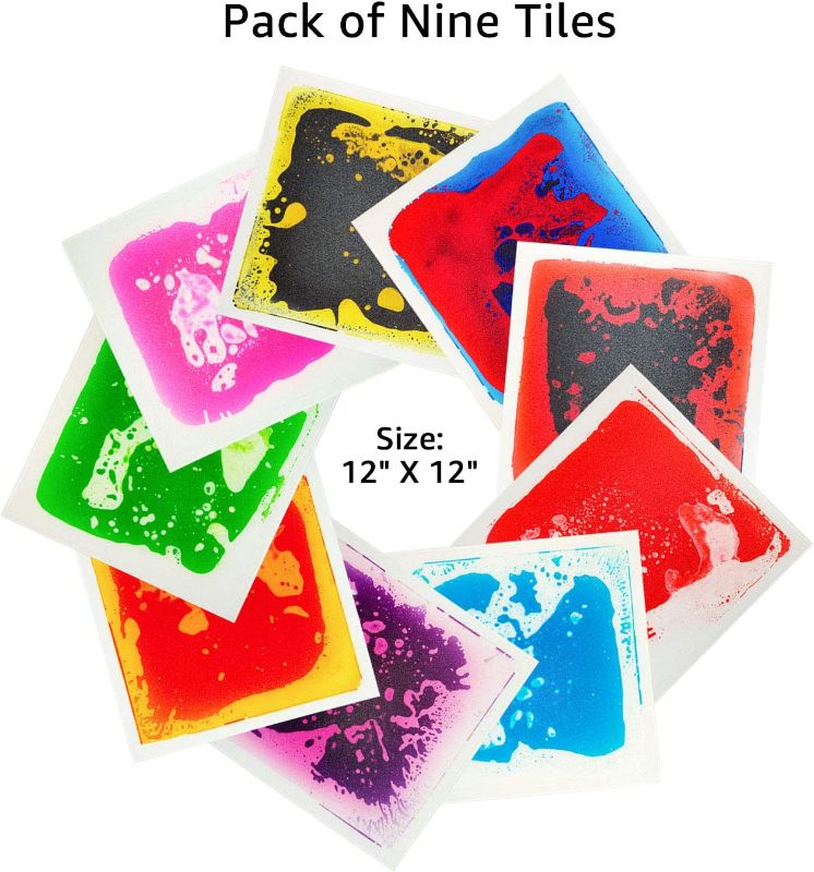 Photo 2 of Art3d Liquid Fusion Activity Play Centers for Children Toddler Teens 12" X 12" Pack of 9 Tiles in Different Colors