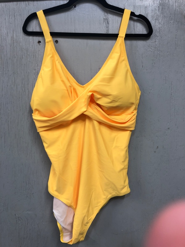 Photo 1 of B2PRITY WOMENS ONE PIECE BATHING SUIT, YELLOW, SIZE XL