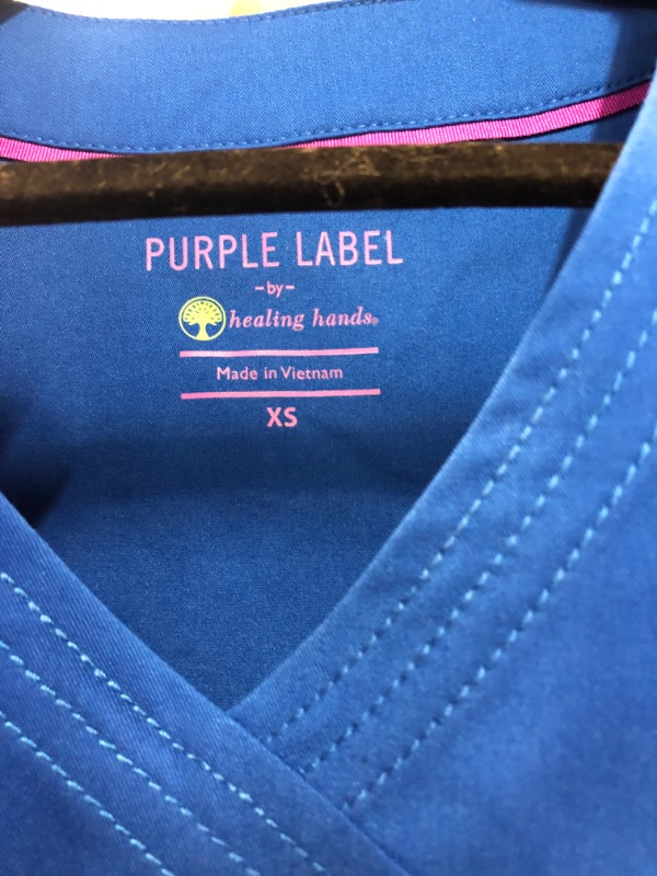Photo 1 of Healing Hands Scrubs for Women Mock Wrap Neck Top, 2 Pocket Scrub Top, BLUE & SIZE XS
