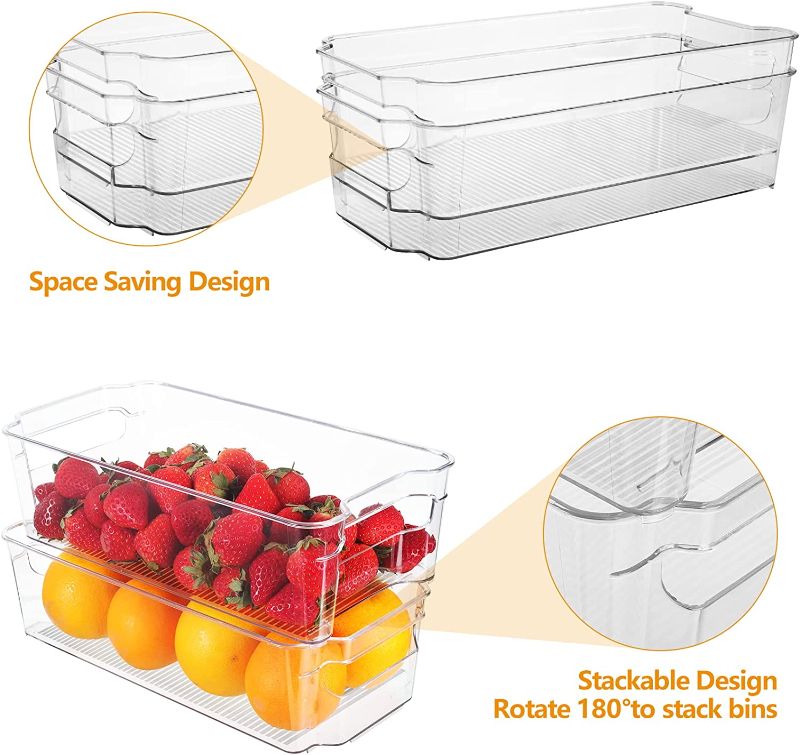 Photo 2 of 6 PIECES (2 Sizes), Clear Storage Bins, Stackable Storage Bins with Handles, Perfect Pantry Organization and Storage for Pantry, Fridge, Kitchen, Countertops, Bedrooms, Bathrooms