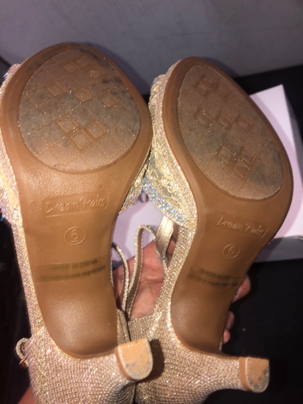 Photo 3 of DREAMPAIR BEIGE / GOLD HEELS, CLASSY GLITTER, SIZE 6