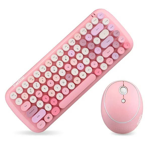 Photo 1 of Mofii CANDY Keyboard Mouse Combo Wireless 2.4G Mixed Color 84 Key Mini Keyboard Mouse Set with Circular Punk Key Caps Pink -- COULD NOT TEST 
