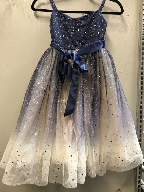 Photo 2 of Girls Mesh Blue White Ombre Star Dress With Stars --- GIRLS SIZE 6-7