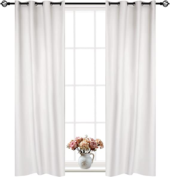 Photo 1 of Dongzhur 1 Panel of White Blackout Curtains with Grommets. Insulated Thermal Window Panel is 54" X 108" in Size and Includes Matching Tie-Back
