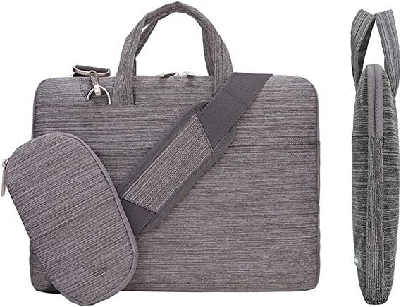 Photo 1 of Cunliwaa Laptop Case 14 Inch Laptop Shoulder Bag Multi-Functional Notebook Sleeve Carrying Case with Strap for 14" Notebook Chromebook Tablet Ultrabook (14 inch, Stripe Grey)
