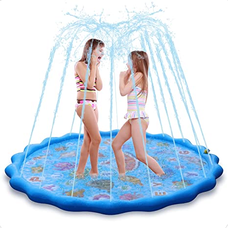 Photo 1 of Outdoor Water Sprinkle Fun Backyard Fountain Play Mat Backyard Sprinkler Toy Splash Pad for Boys Girls and Children 0.4mm (59"/150cm)
