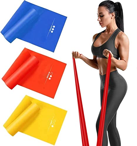 Photo 1 of  Resistance Bands Set, [Set of 3] Skin-Friendly Exercise Bands with 3 Resistance Levels,Workout Resistance Bands Set for Women Men,Ideal for Strength Training,Yoga,Pilates,Fitness --- 3 PACKS 
