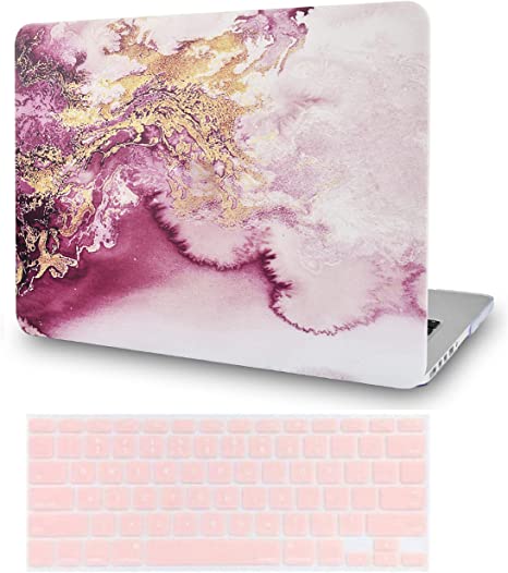 Photo 1 of LASSDOO Compatible with MacBook Pro 13 inch Case 2020,2019,2018,2017,2016 Release A2159 A1989 A1706 A1708 Touch Bar Plastic Hard Shell + Keyboard Cover (Red Gold Marble)
