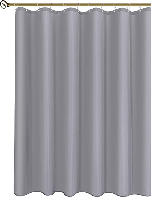 Photo 1 of Biscaynebay Fabric Shower Curtain Liners, Silver Grey 54 Inch Width by 72 Inch Length, Water Resistant Bathroom Curtains, Rust Resistant Grommets (9 Holes) Weighted Bottom Machine Washable
