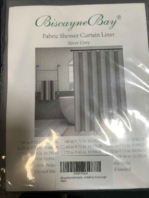 Photo 2 of Biscaynebay Fabric Shower Curtain Liners, Silver Grey 54 Inch Width by 72 Inch Length, Water Resistant Bathroom Curtains, Rust Resistant Grommets (9 Holes) Weighted Bottom Machine Washable
