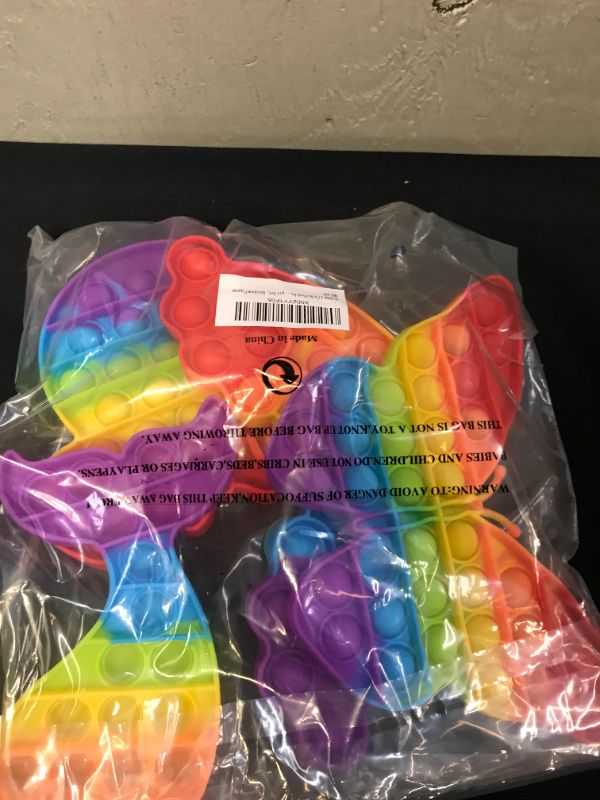 Photo 2 of 4 Packs Pop Poop Toy, Mouse Mermaid Butterfly Sensory Anxiety Stress Relief Satisfying ADHD Cheap Bubble Popper Po Set, Rainbow Poppop
