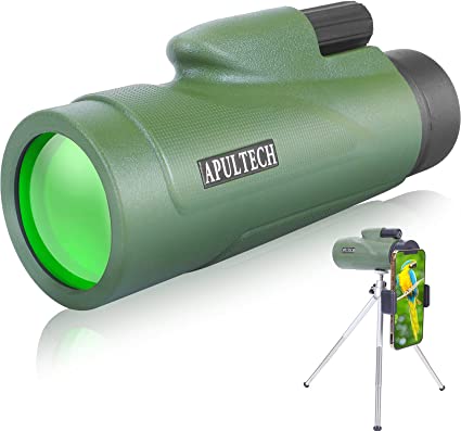 Photo 1 of 12x50 HD Monocular Telescope with Smartphone Adapter, Upgraded Tripod - High Power Monocular with Clear Low Light Vision for Star Watching - Lightweight Monocular for Bird Watching Hunting
