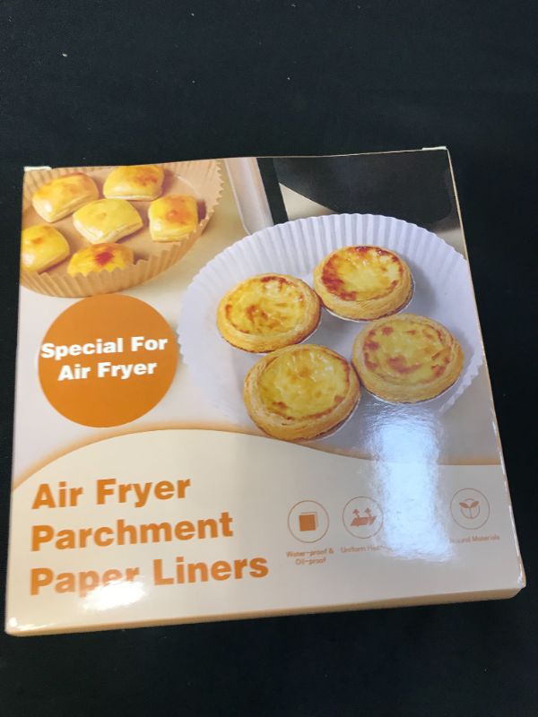 Photo 2 of Air Fryer Disposable Paper Liner - 100PCS 6.3 Inch Round Non-Stick Parchment Paper, Oil-proof, Water-proof Cooking Baking Roasting Filter Paper for Air Fryers Basket, Microwave Oven, Frying Pan
