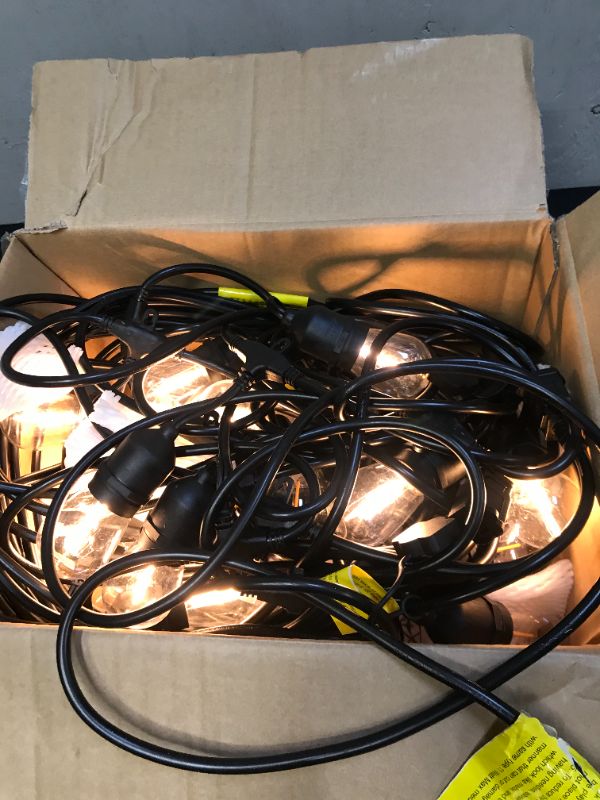 Photo 1 of Aialun 48ft LED Outdoor String Lights, Shatterproof Patio Backyard, Upgrade 2200K Warm Light Ambience, Commercial Grade Weatherproof Outdoor Lights, Heavy-Duty Decorative Café Porch, Bistro Garden
