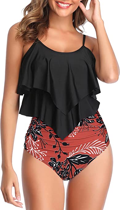 Photo 1 of American Trends Tankini Swimsuit for Women Two Piece High Waisted Bathing Suit Tummy Control Swimwear Slimming Swim Suit. SIZE L
