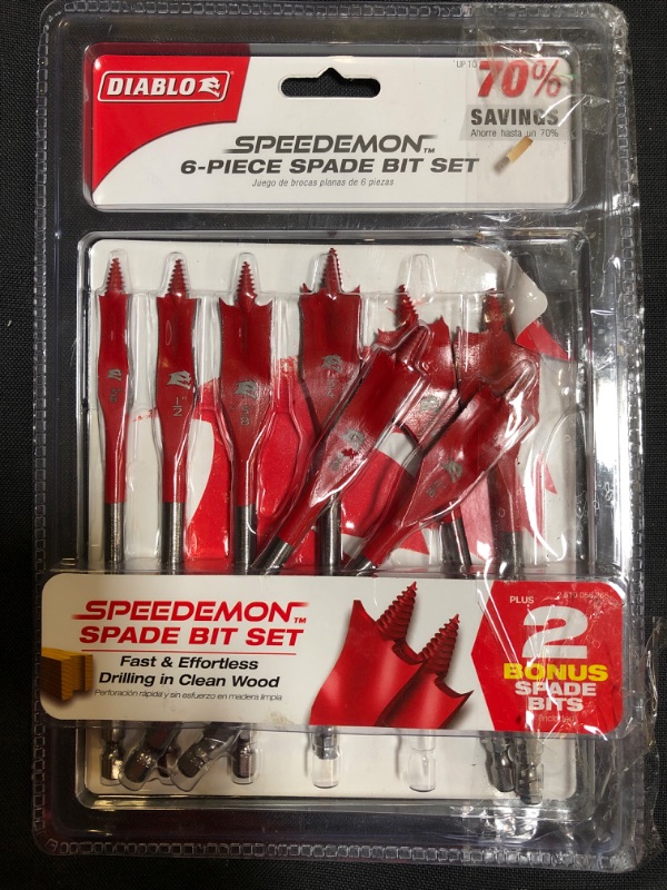 Photo 2 of 6-Piece SPEEDemon High Speed Steel Spade Bit Set with 2-Bonus Bits (8-Piece)
