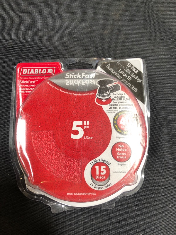 Photo 1 of 5 in. 40-Grit PSA No Hole Sandpaper (15-Pack)
