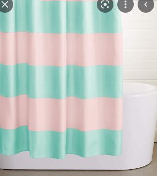 Photo 1 of 
Kids Bathroom Shower Curtain - Pink/Mint Rugby Stripe, 72 Inch