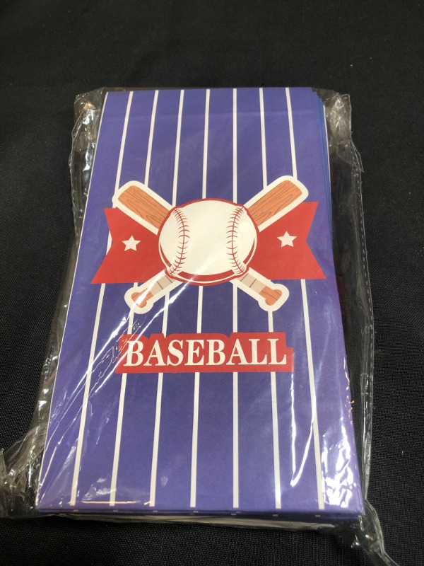 Photo 2 of 24 Pack Baseball Party Goodie Candy Favor Bags with Stickers Baseball Goodie Gift Treat Bags Baseball Themed Birthday Party MLB Game Celebration Supplies