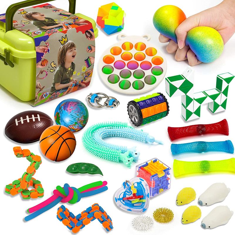 Photo 1 of Fidget Toy Packs, lecover 31pcs Sensory Toys Set Stress Relief and Anti-Anxiety Tools Bundle for Kids Adult Figetget Toy,Marble Mesh,Stress Ball,Bubble Fidget Pack Party Favors Gifts Classroom Reward