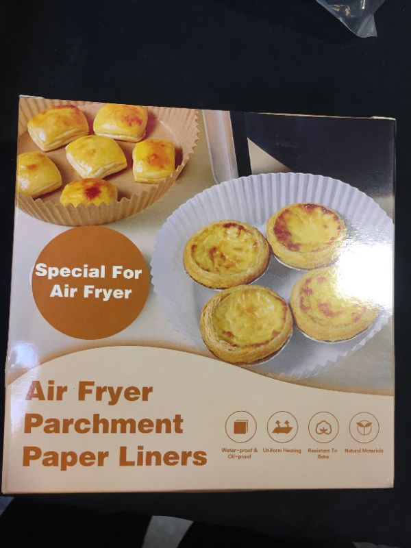 Photo 2 of 100 PCS Air Fryer Disposable Paper Liner - Parchment Paper Sheets, Inserts for Airfryer, Oven, Baking, Cooking, Frying, Microwave, Roasting - Non-Stick, Grease & Waterproof - 6.3 Inch, Round
