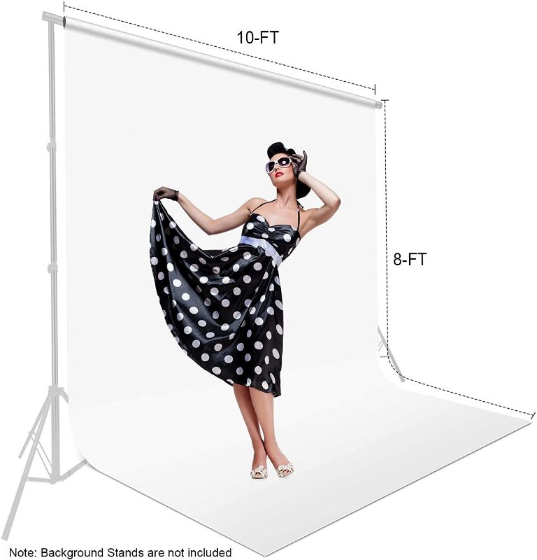 Photo 1 of 2 Pack 10 X 7 FT White Backdrop for Photography, Chromakey GreenScreen Pure Cloth Fabric Photo Background for Zoom Meetings Calls Photoshoot Video Studio Gaming YouTube with 4 Clamps
