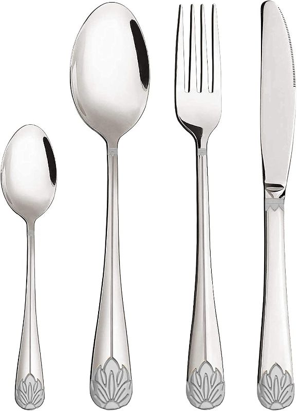 Photo 1 of 24-Piece Silverware Flatware Cutlery Set, Stainless Steel Utensils Service for 6, Knife/Fork/Spoon, Mirror Polished
