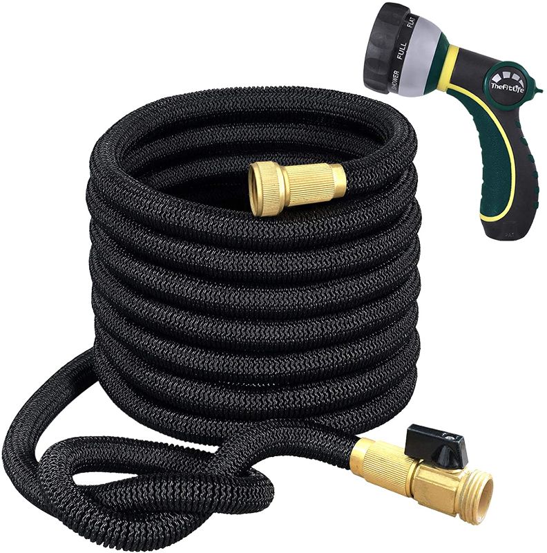 Photo 1 of  Flexible and Expandable Garden Hose - Triple Latex Core with 3/4" Solid Brass Fittings and 8 Function Spray Nozzle, Easy Storage Kink Free Water Hose 
