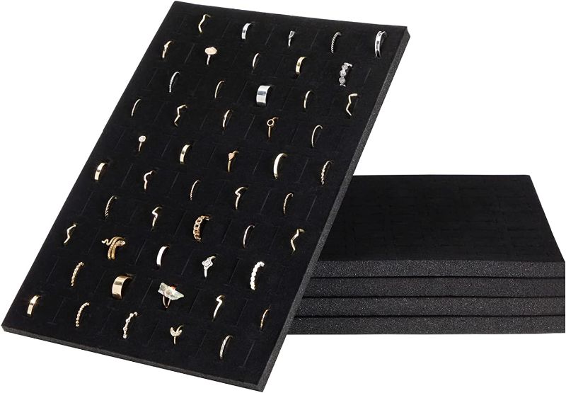 Photo 1 of 2 Pack Black Foam Ring Insert Display Trays, 100-Slot Velvet Holder Inserts for Selling Jewelry (9 x 13 In) (200 Total) 
