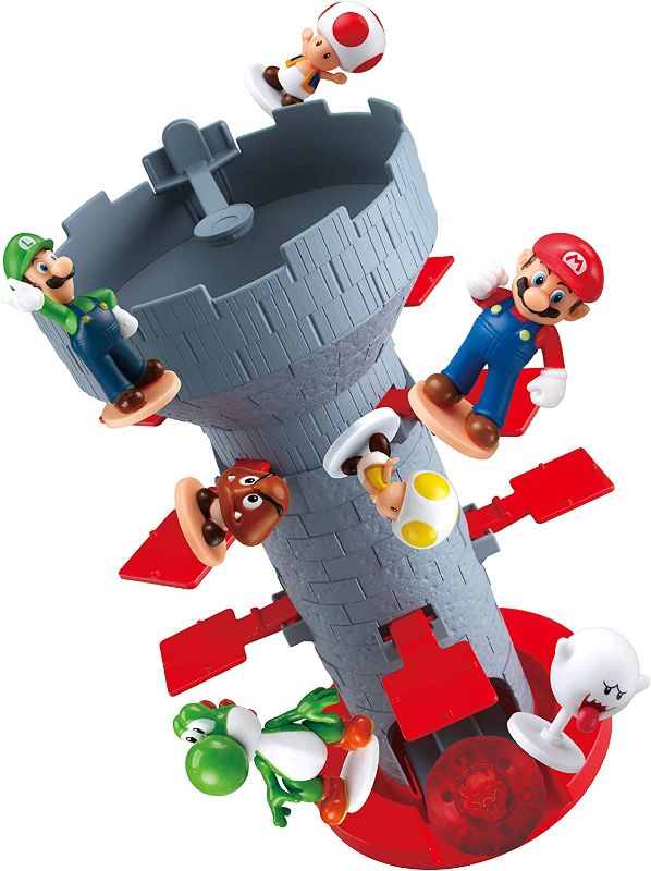 Photo 1 of Epoch Games Super Mario Blow Up! Shaky Tower Balancing Game, Tabletop Skill and Action Game with Collectible Super Mario Action Figures
