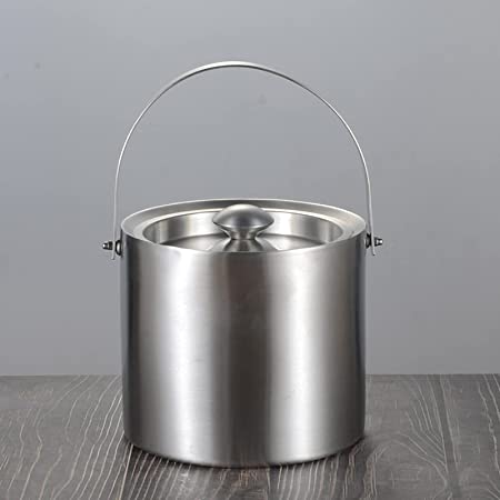Photo 1 of 3L Ice Pail,Stainless Steel Ice Bucket with Lid-Premium Double Walled Metal Ice Buckets-Easy Carry Handle-Bar Ice Bucket,Drinks Cooler Buckets for Beer&Champagne Bottles
