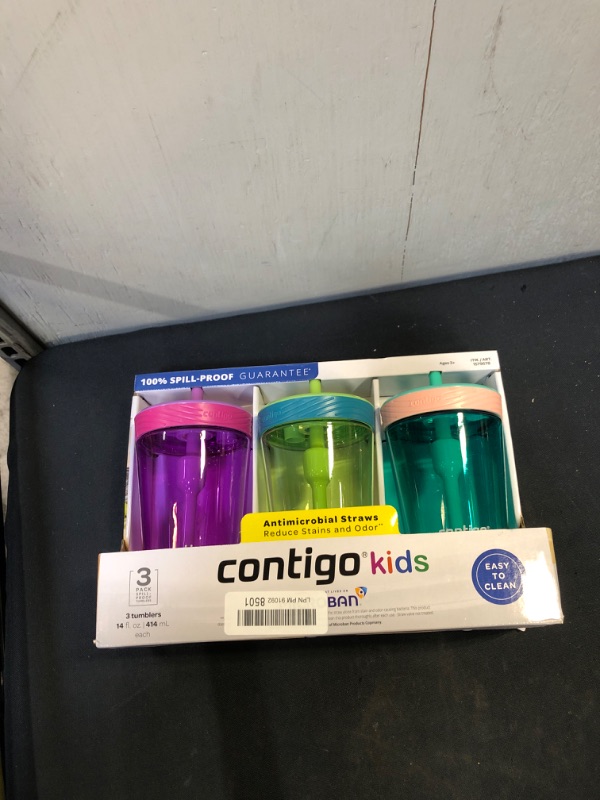Photo 2 of Contigo Spill-Proof Kids Tumbler, 3-Pack, Pink, Green, Aqua, Comes with Customized Bryant Supplies, LLC Pen
