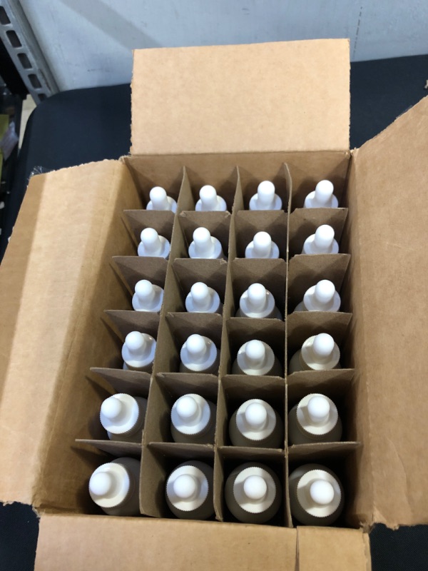 Photo 3 of 24 Pack White Coated Boston Round Essential Oils Aromatherapy Glass Bottles Jar With White dropper cap, 1oz
