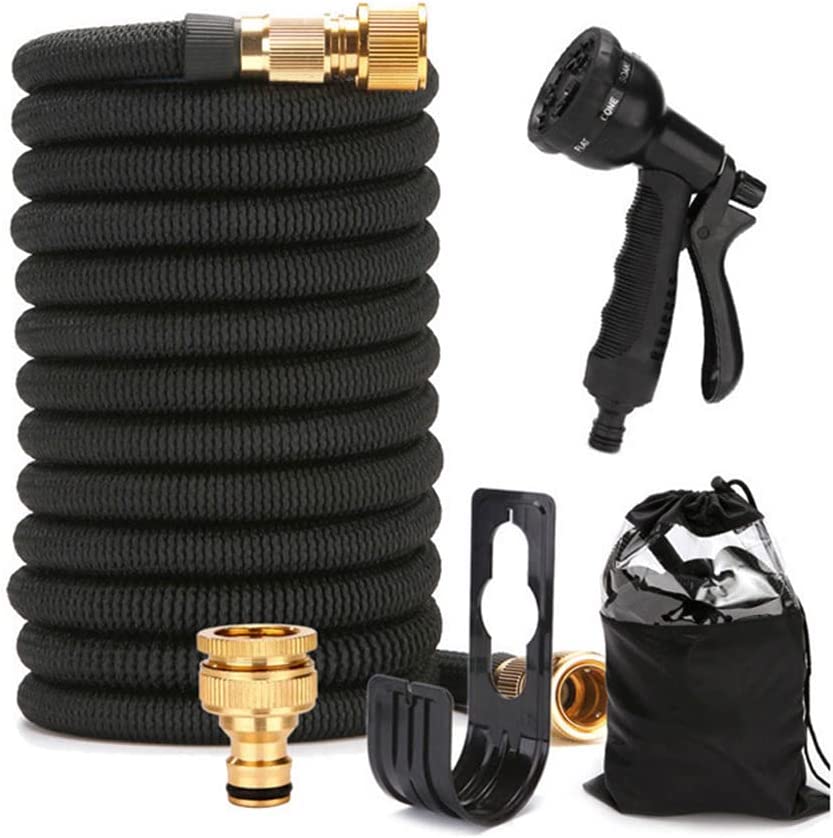 Photo 1 of 25ft Expandable Garden Hose with 8 Function Spray Nozzle, Flexible Kink Free Yard Water Hose , Solid Brass Alloy Fittings and 3 Layer Latex Core
