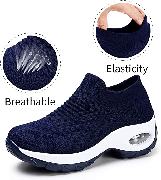 Photo 3 of 
STQ Slip On Breathe Mesh Walking Shoes Women Fashion Sneakers Comfort Wedge Platform Loafers Size 6.5