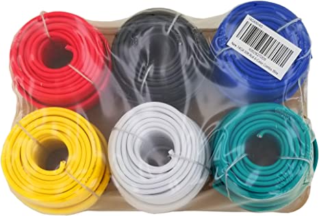 Photo 1 of 14 Gauge 6 Color Combo Automotive Low Voltage Primary Wire 50 ft Roll (300 ft Total) for General Purpose Car Stereo Audio Amplifier Remote 12V Trailer Harness Hookup Wiring