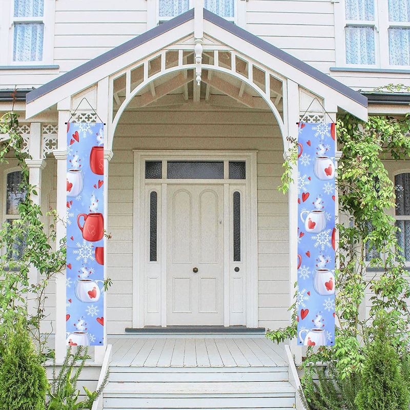 Photo 1 of Christmas themed decoration porch sign, door banner welcome hanging banner background hanging on interior wall patio home office party decoration supplies