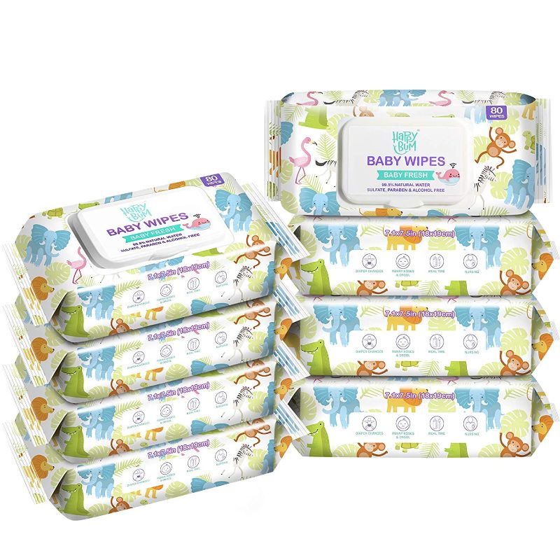 Photo 1 of Baby Wipe - HAPPY BUM Baby Wet Wipes, Baby Water Wipes Unscented, 4 Packs 320 Count---EXPIRES 03/2023---