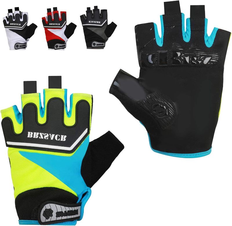 Photo 1 of BRZSACR Men Women Cycling Gloves Bike Gloves with Anti-Slip Silicone Palm Half-Finger Dirt Bike Gloves Mountain Bike Gloves for Cycling Running Climbing Driving---XL---