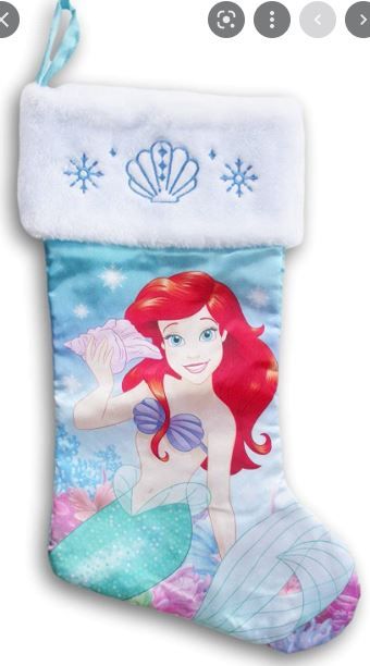 Photo 1 of Kids holiday character screen art christmas stocking with plush cuff border 10inch x 17.5 ( The Little Mermaid)